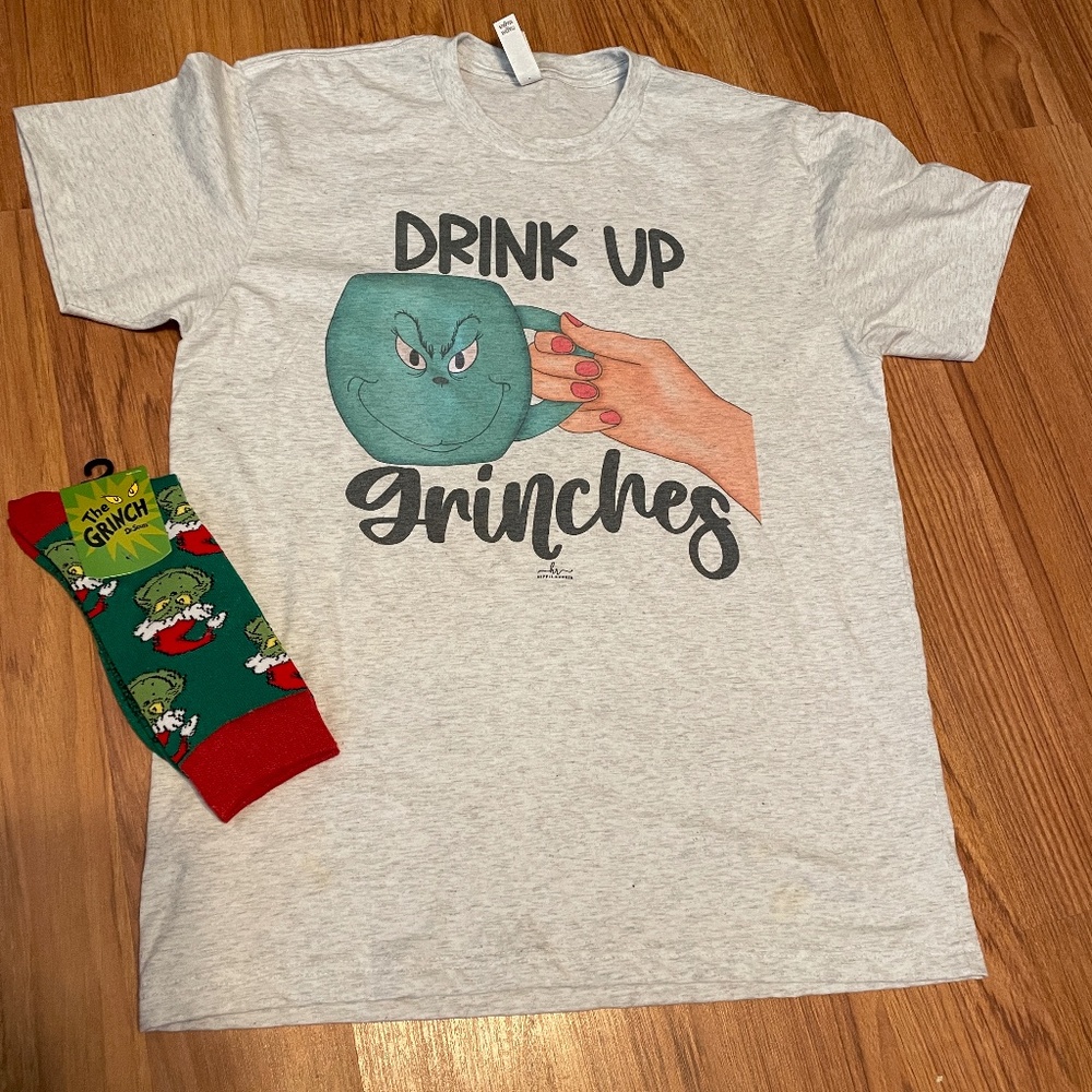CHRISTMAS GRINCHMAS DRINK UP GRINCHES TEE SHIRT
